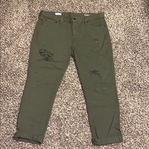 Faded green boyfriend jeans